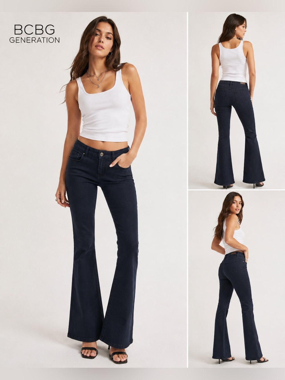 BCBGeneration Dark Wash Flare Jeans Women’s 25 Y2K Bell Bottom Stretch Denim